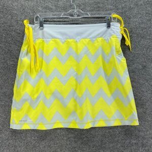 Ping Skort Women M Medium Yellow Striped Pull On Mid Rise A-Line Midi Casual